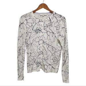 Loft Floral Print Long Sleeve Cardigan Nwt Sz Small 100% Cotton